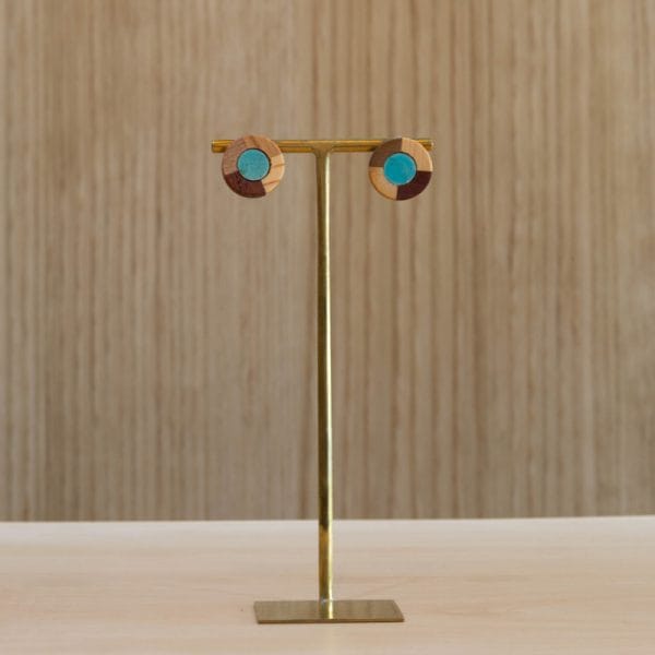 寄木と陶片のピアス 青